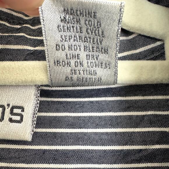 Chico's Womens Button Shirt Top Size XL Striped Cotton Blend Classic Office Gray - Picture 4 of 8